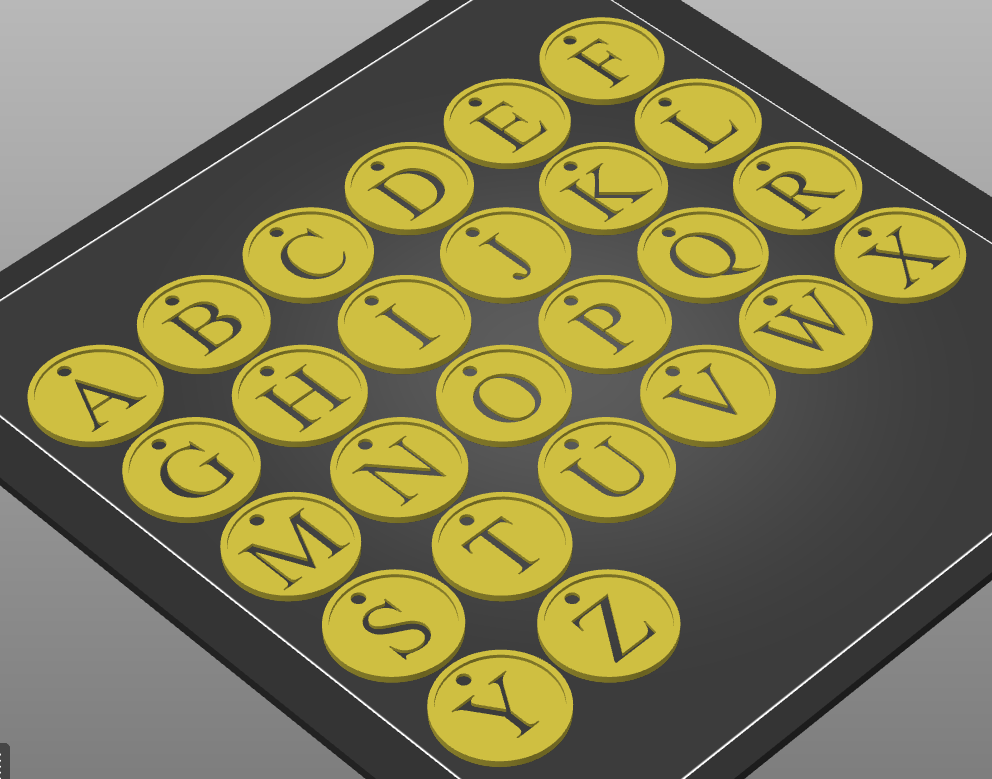 Simple alphabet keychains NEGATIVE