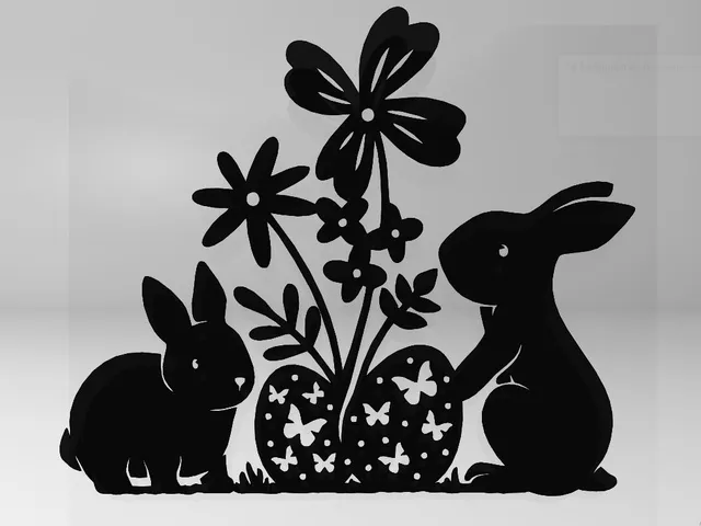 LINE ART EASTER BUNNY 4, WALL ART EASTER BUNNY, 2D ART EASTER BUNNY, DECOR EASTER BUNNY