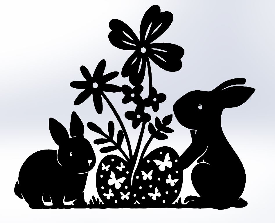 LINE ART EASTER BUNNY 4, WALL ART EASTER BUNNY, 2D ART EASTER BUNNY ...