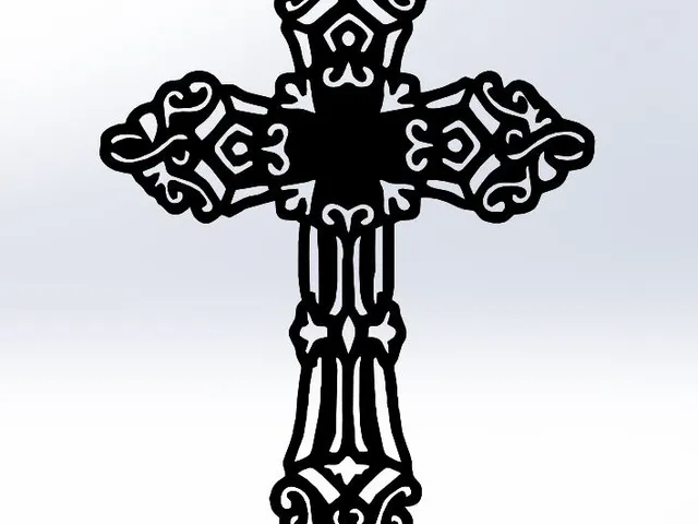 CROSS SYMBOL 3, EASTER DECOR, CROSS DRAWING, 2D CROSS, WALL CROSS, FLOWER CROSS