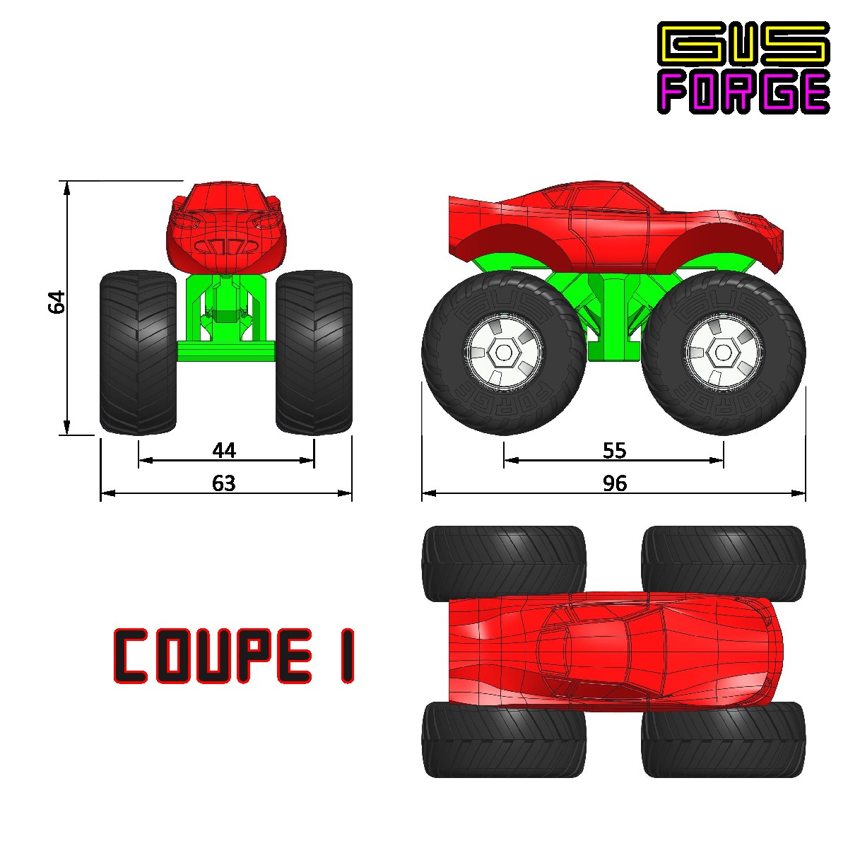MONSTER TRUCK STARTER SET (3 VEHICLES + GIFTBOX + RAMP + TWIST COURSE ...