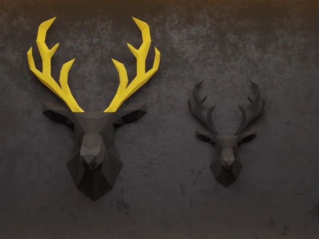 Low poly deer head with replaceable magnetic antlers
