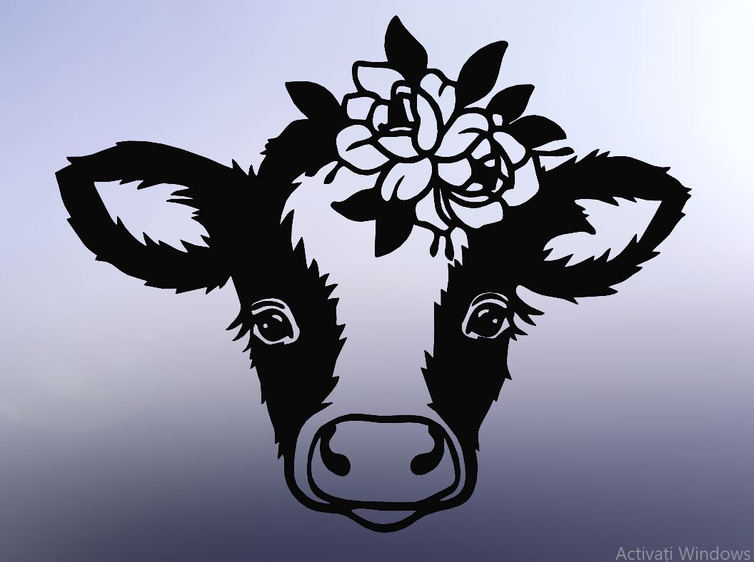 LINE ART COW, 2D COW, CUTE COW, FLOWER COW, 2D ART COW, 2D ART FLOWER ...