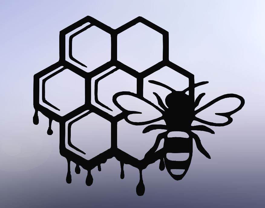 Petek Üzerinde Arı, 2d Bee, Duvar Bee, Line Art Bee, 2d Art Petek, Duvar Balı (Sadece Plastik Aparattır!!!)