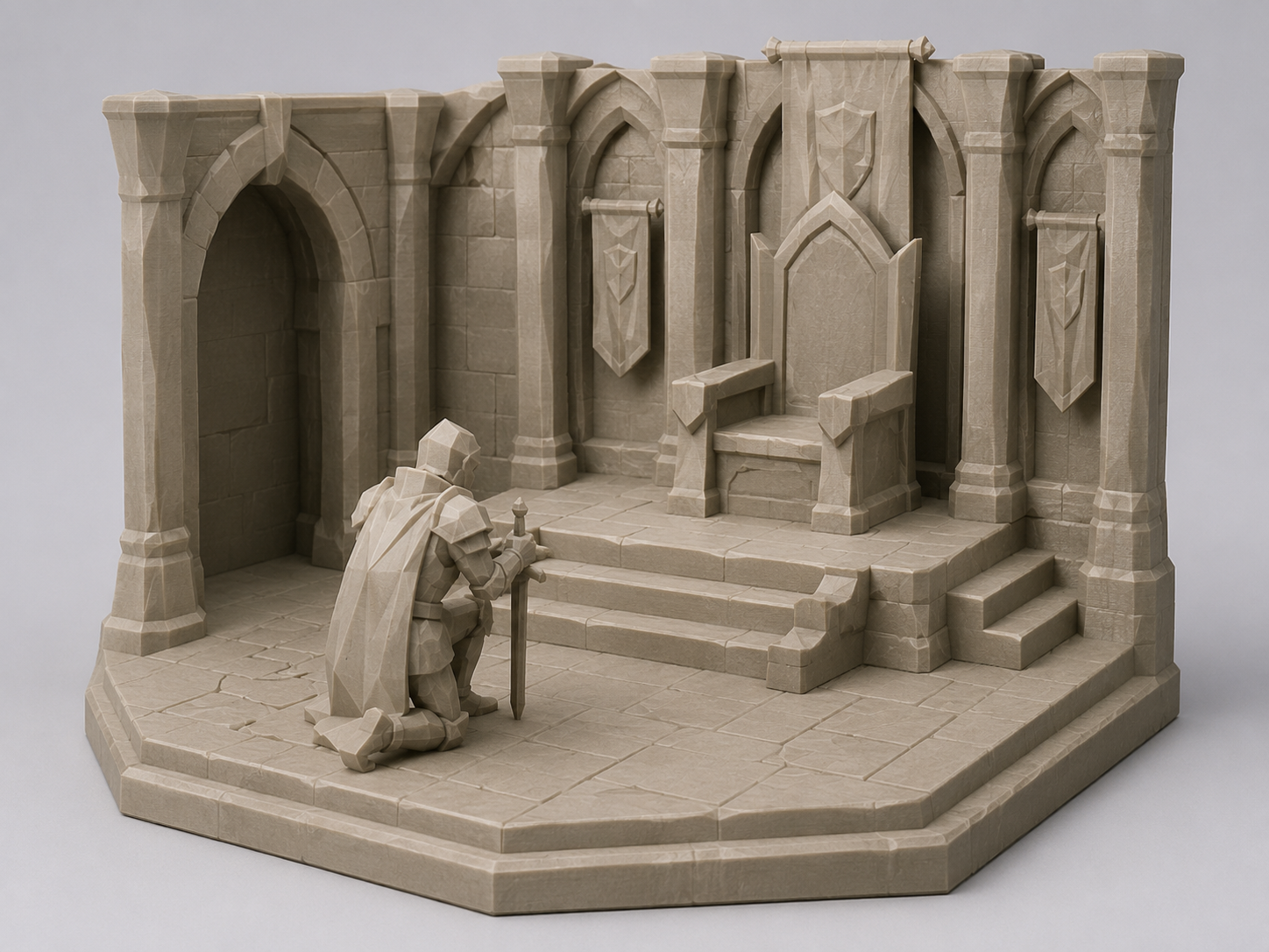 Medieval Throneroom Diorama mit Ritter