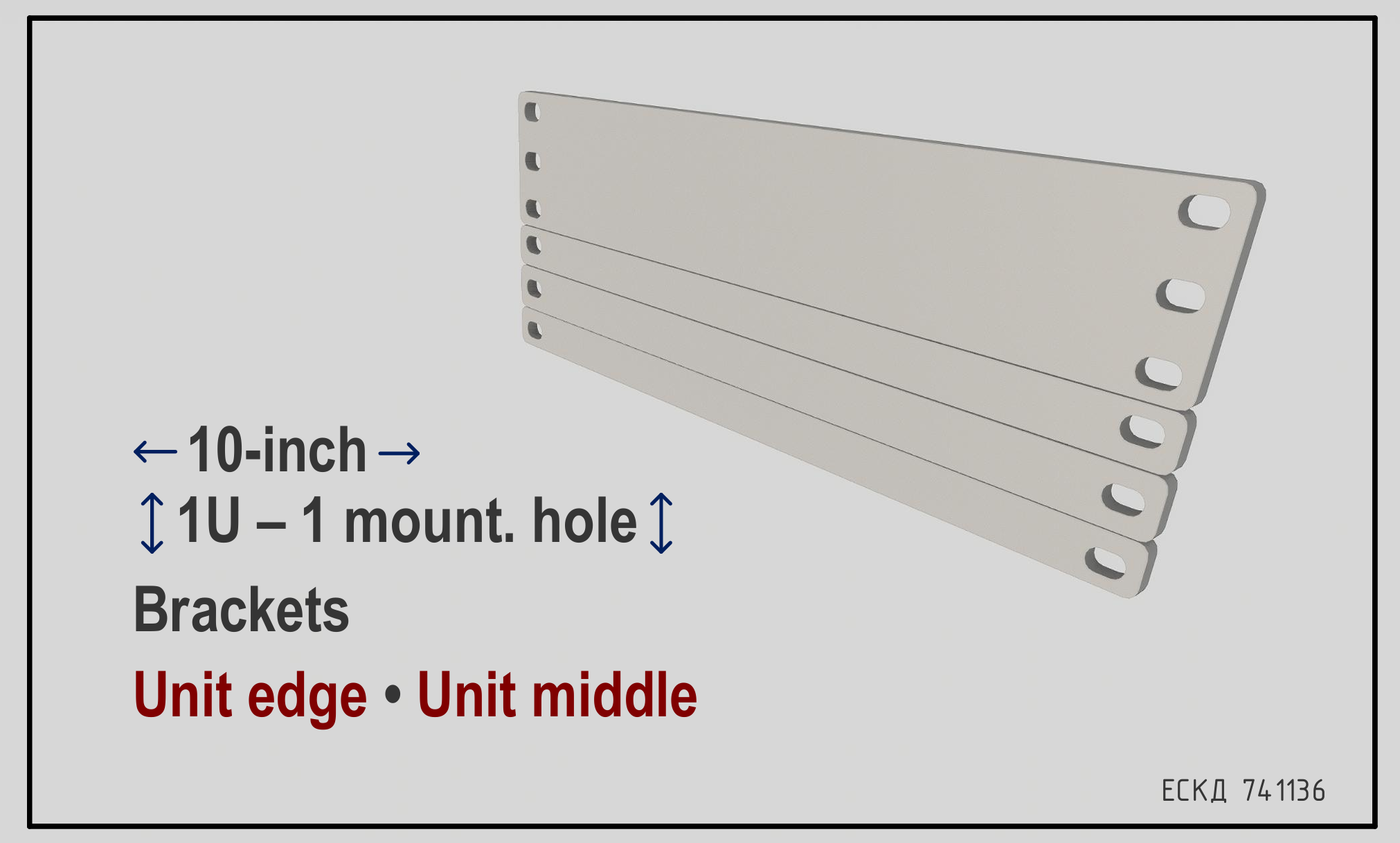 10-inch Rack Brackets Family | Full-width, Edge, Center 3D model