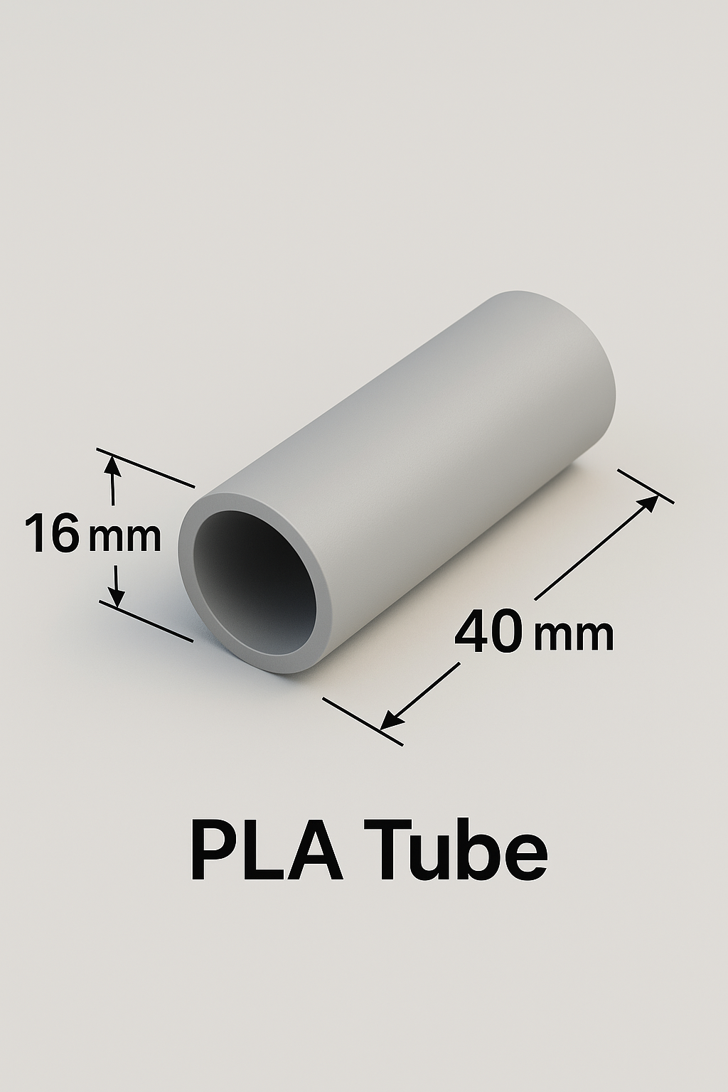 16mm Outer Diameter PLA Tube – 40mm Length, 1mm Wall Thickness