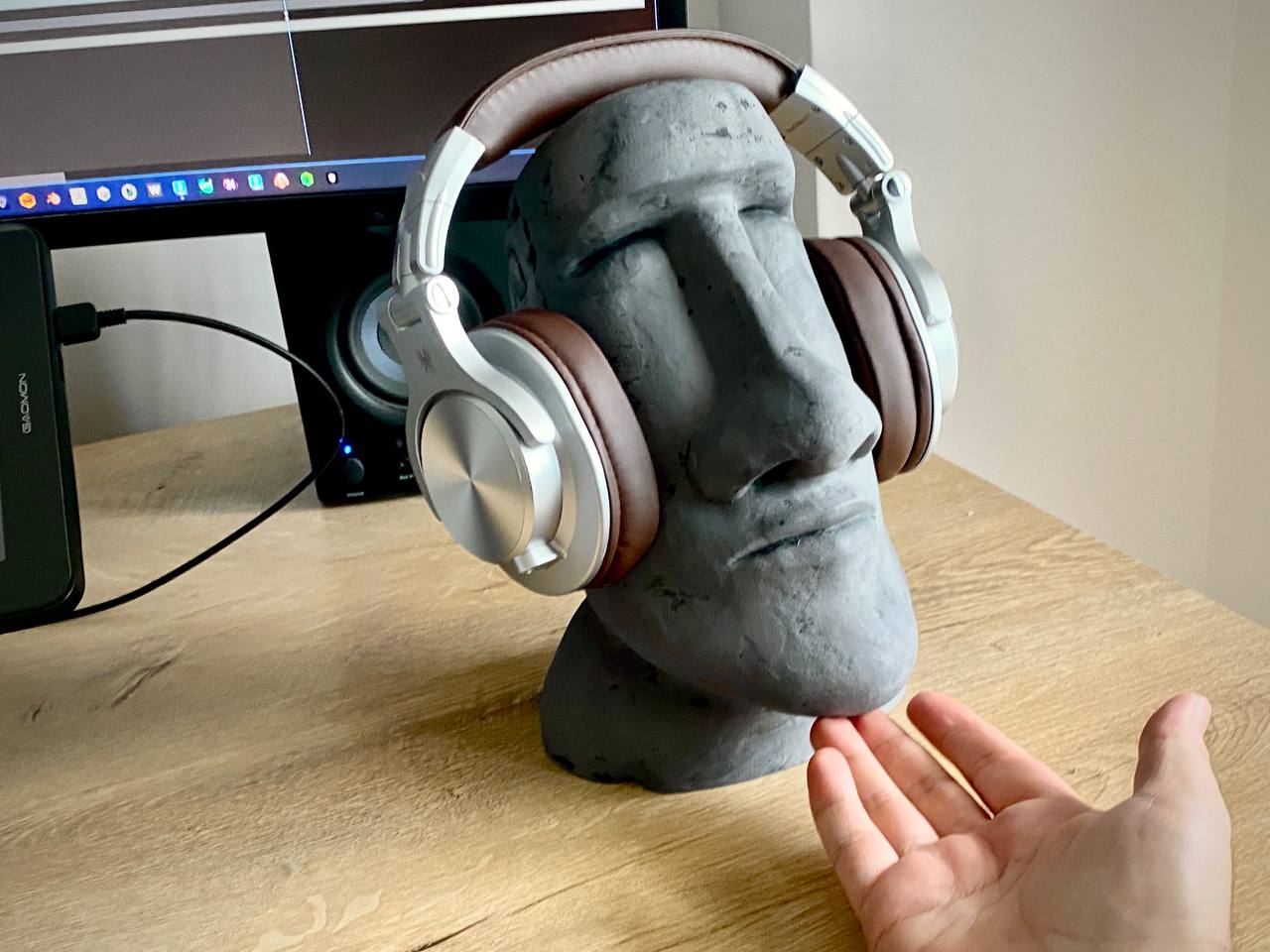 Moai Head Headphone Stand & Decorative Sculpture