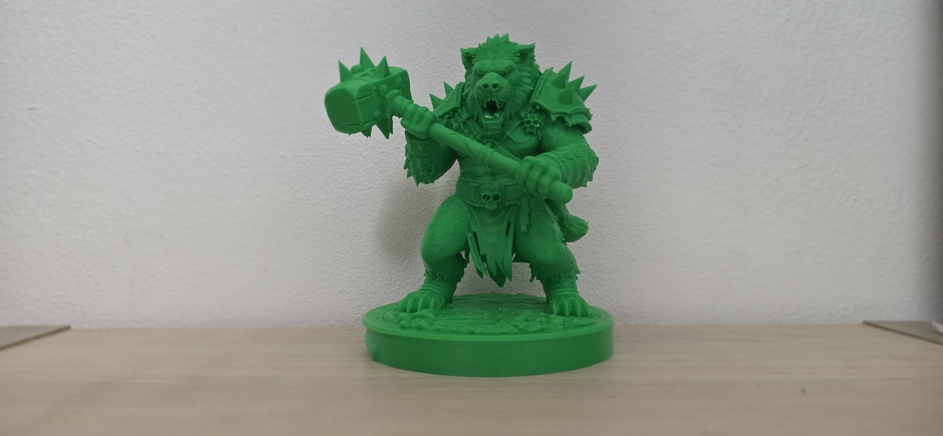 Green Werebear Warrior with Spiked War Hammer