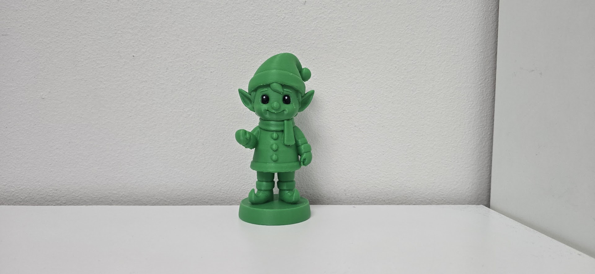 Waving Elf with Hat and Scarf Christmas Figure