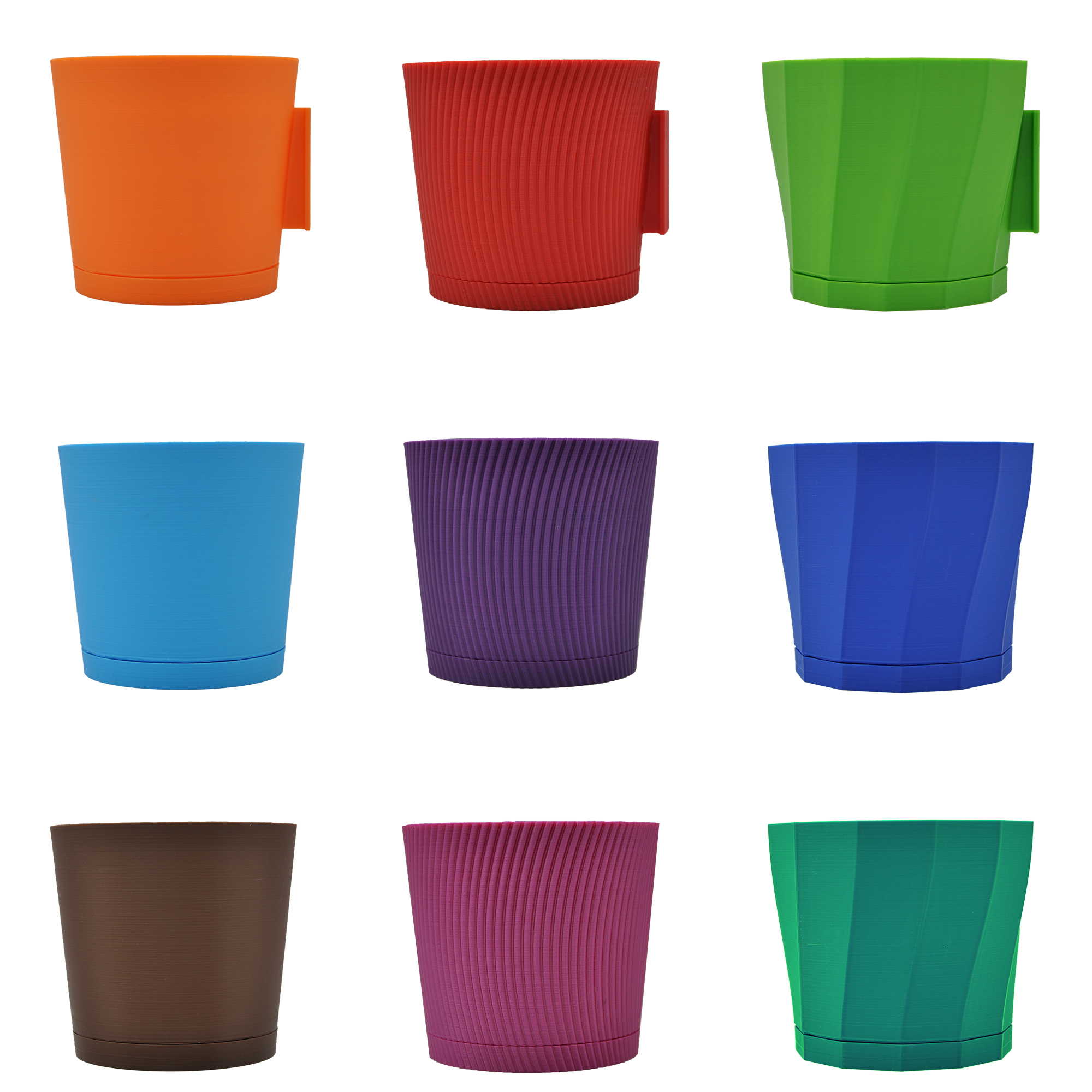 3D Printed Planter Set – 3 Modern Styles + Wall-Mount Versions