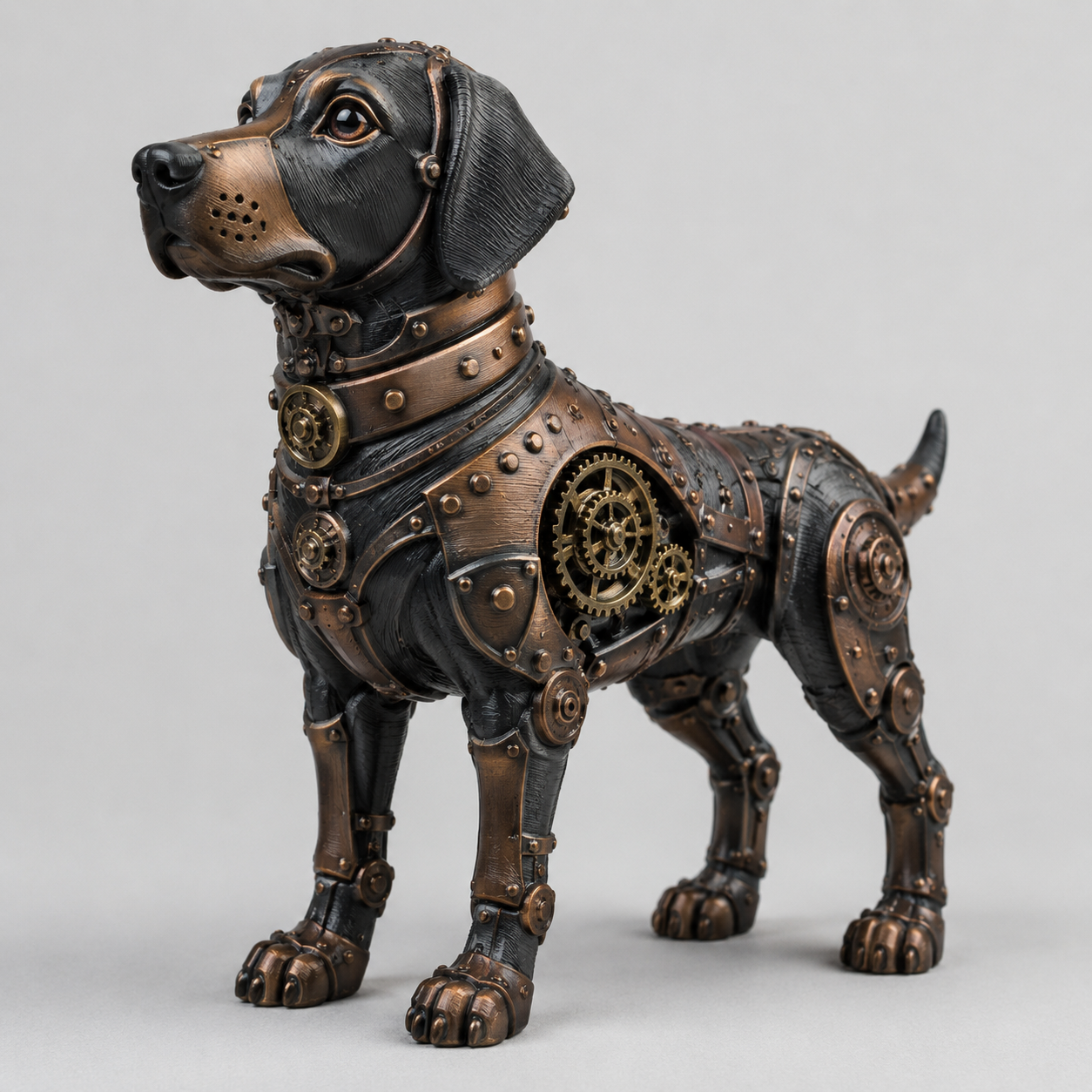 Steampunk mechanischer Hund als Skulptur
