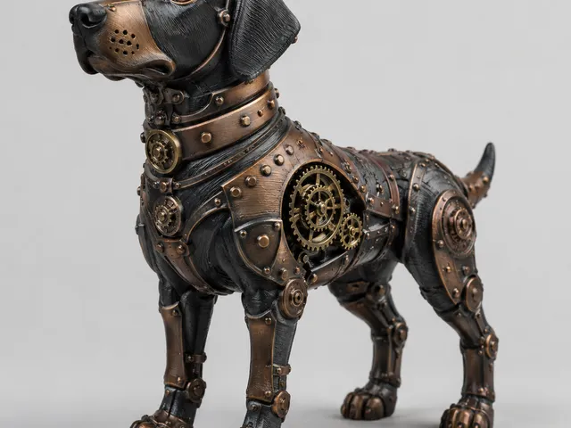 Steampunk mechanischer Hund als Skulptur
