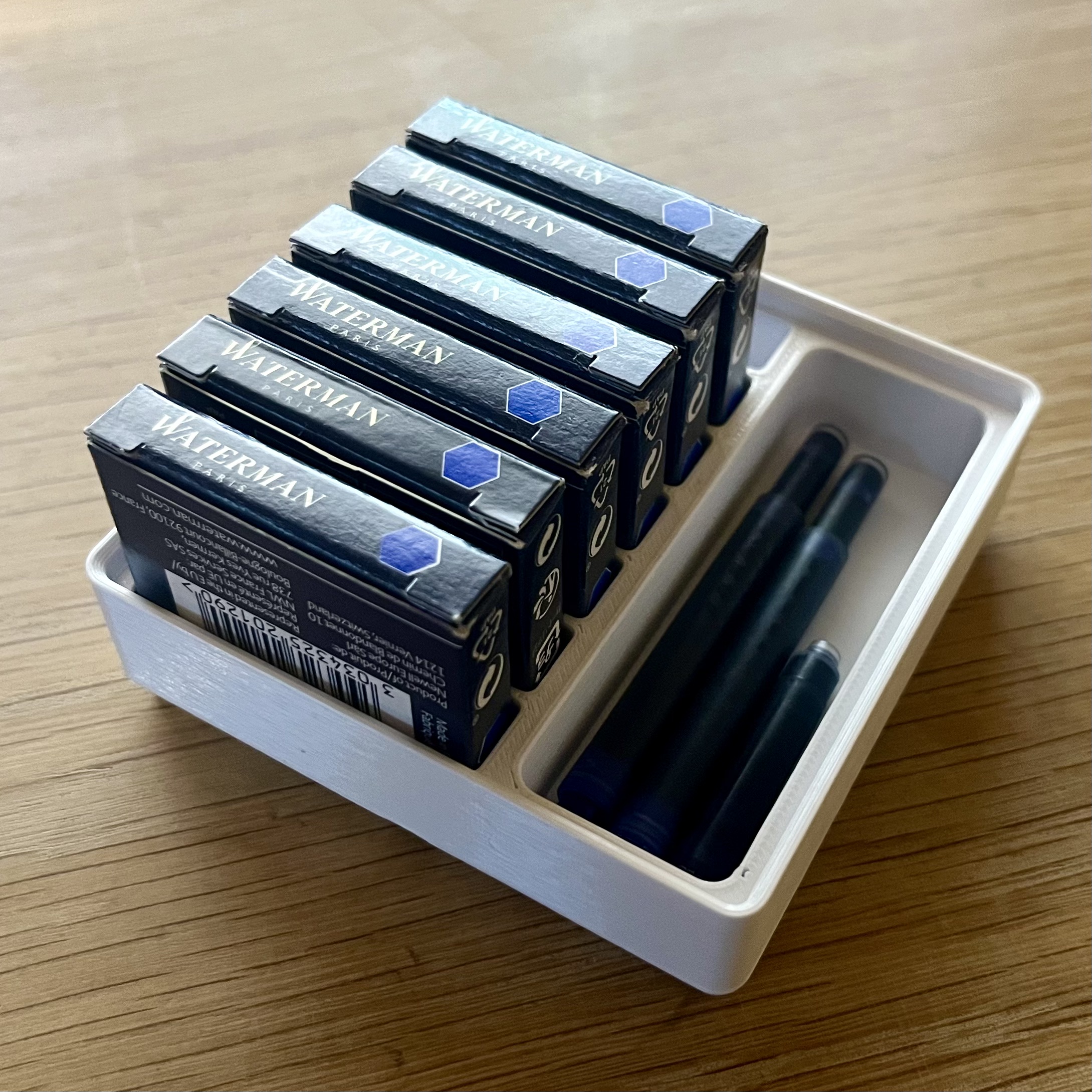 Gridfinity 2x2x3 Tray for Waterman Fountain Pen Ink Cartridges