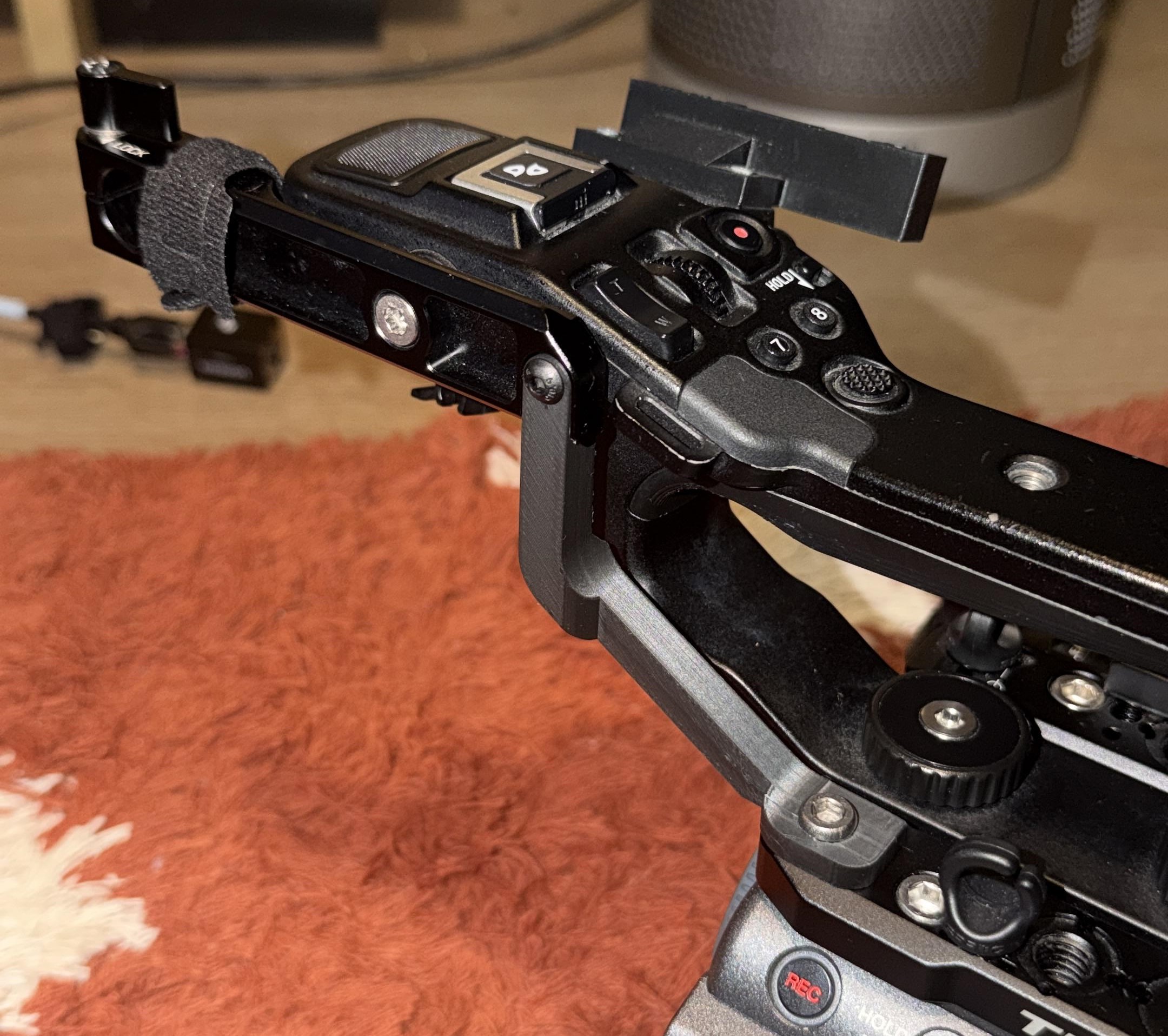 Sony FX6 - Bright Tangerine 8T Rail / Tilta Topplate - Handle Brace 3D model