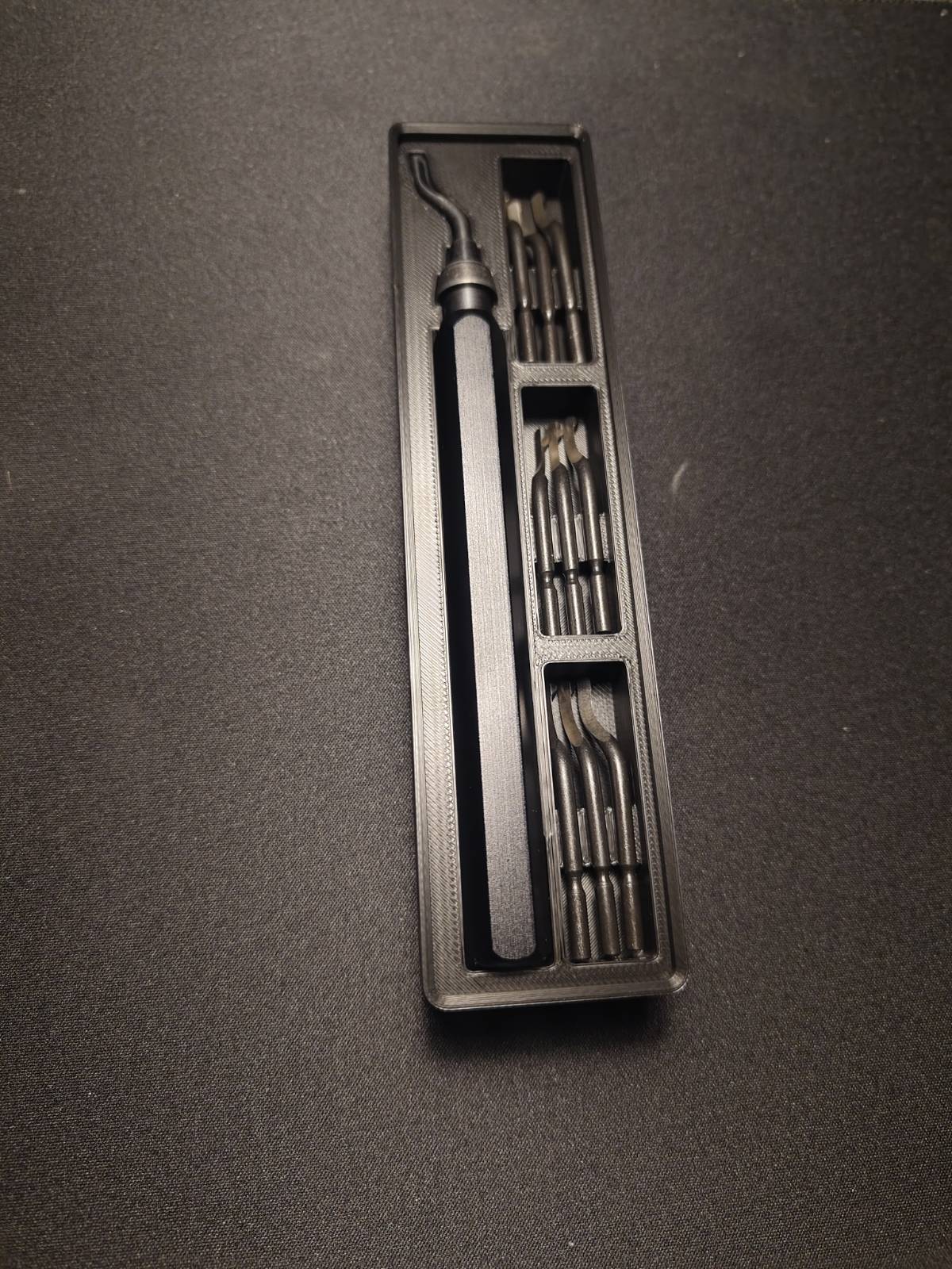 Gridfinity Deburring tool bin 115 mm handle
