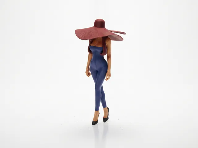 Sunhat Lady Figurine Female Figure 3D Printable