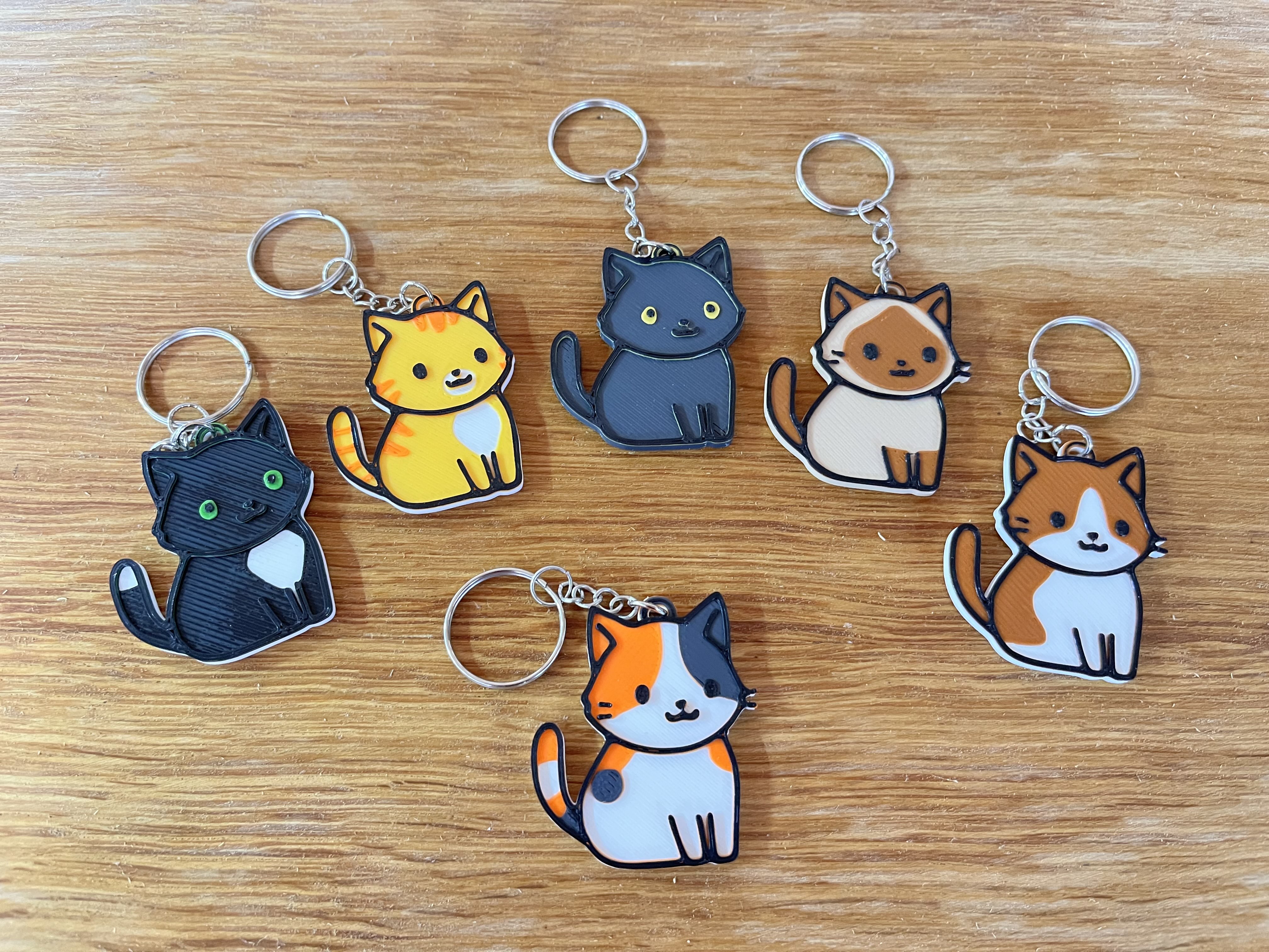 Cute Calico Cat Keychain By Aztairya 