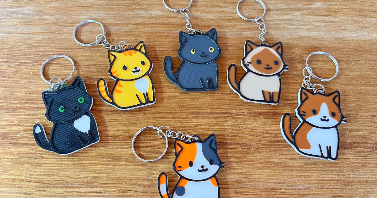 Cute Calico Cat Keychain by Aztairya | Download free STL model ...