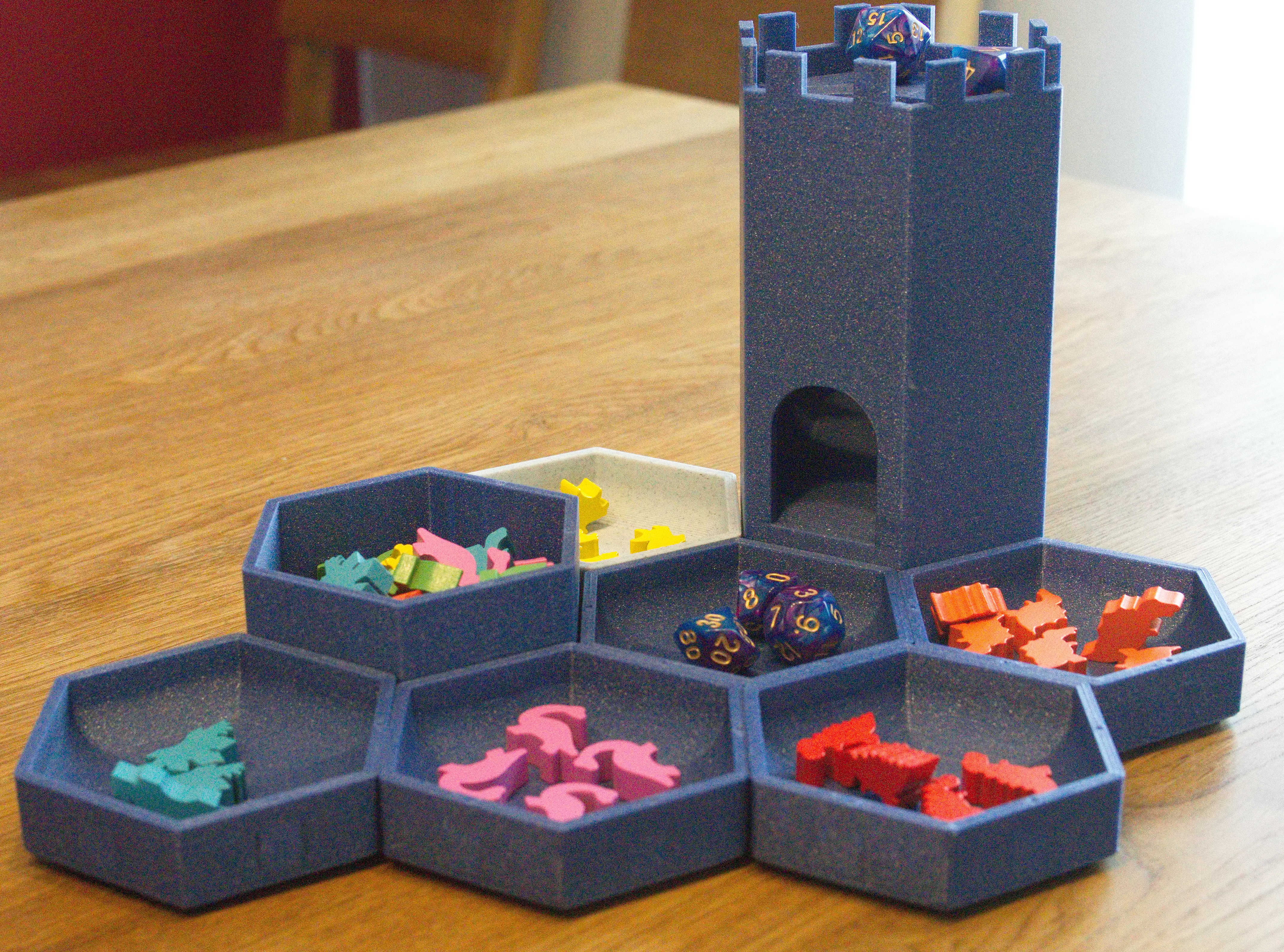 Medieval Dice Tower with Modular Magnetic Bowls