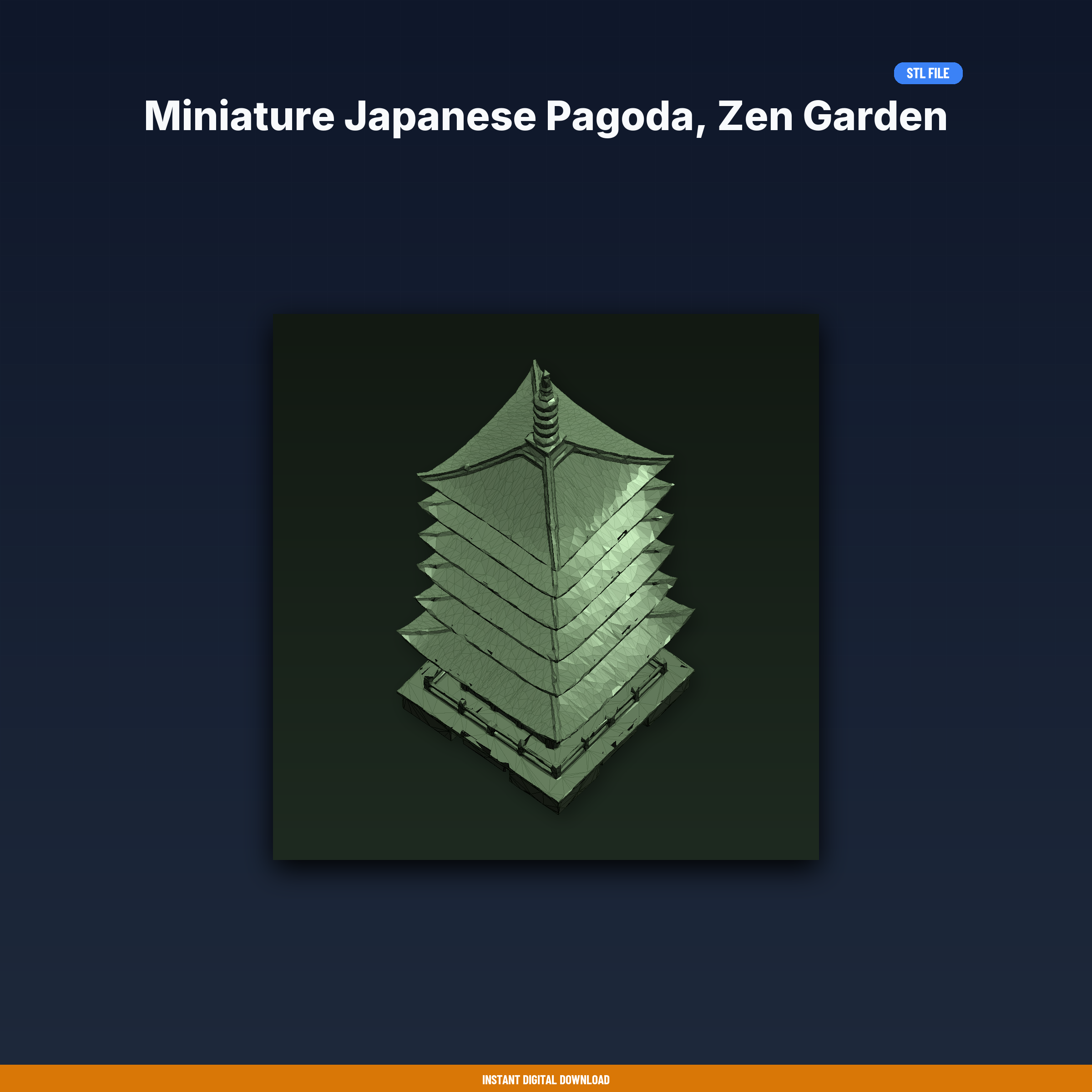 Miniature Japanese Pagoda, Zen Garden Decoration, Tiered Tower, - 3D Printable STL File