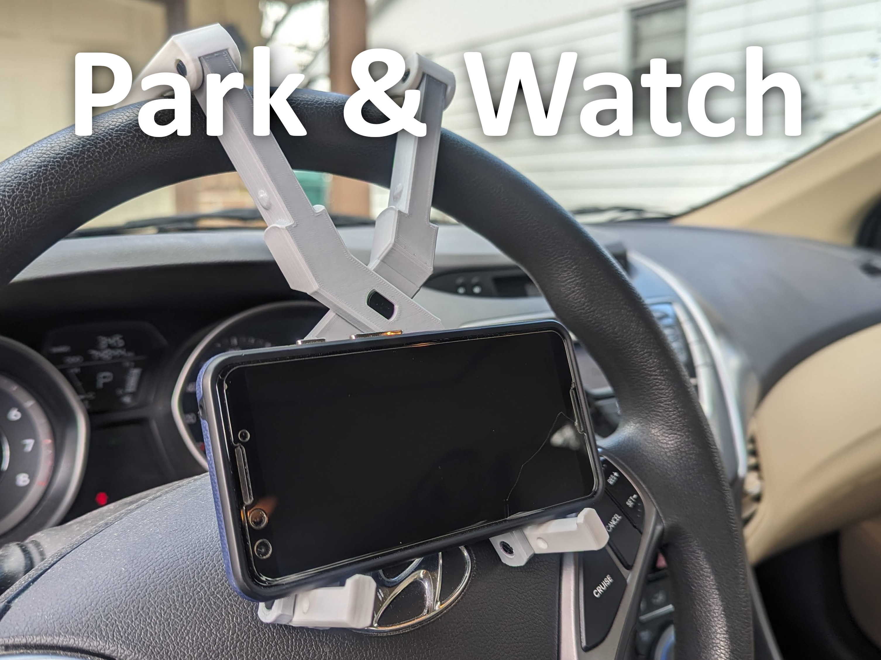 Steering Wheel Stand for Phone or Tablet: Park & Watch