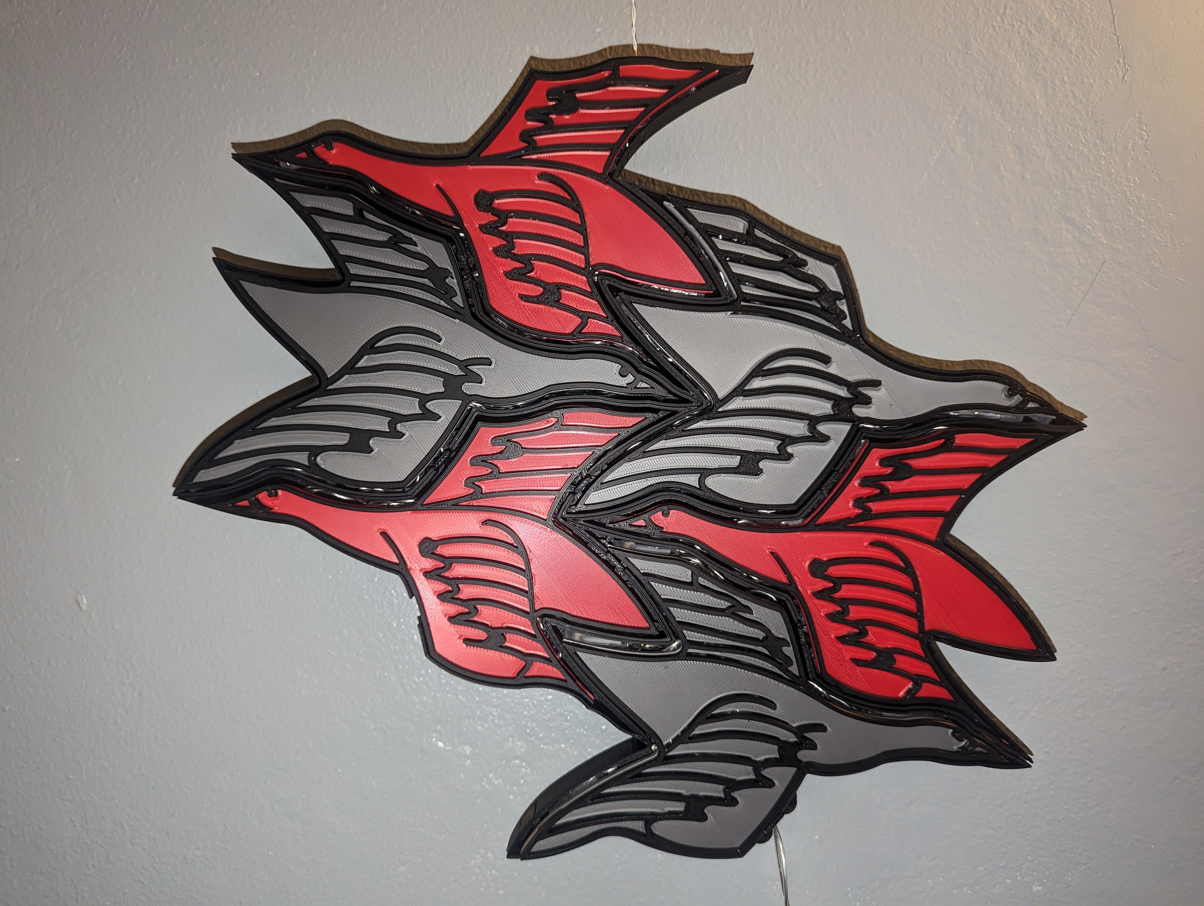 3D-MCEscher Bird Pattern Wall Lights