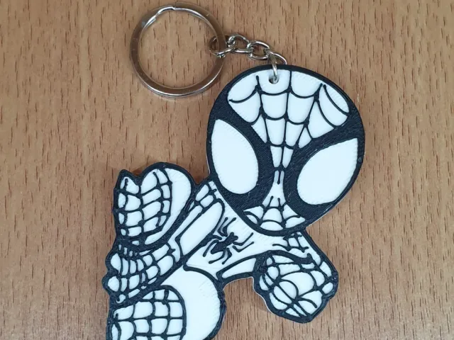 Keychain Spider Man Black and White