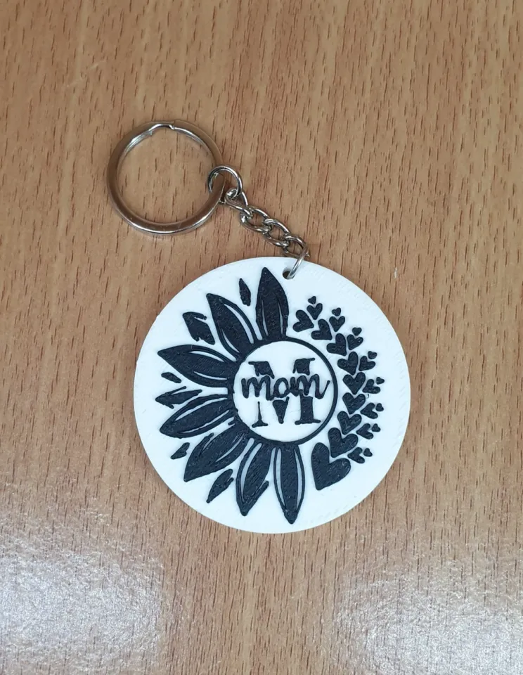 Anahtarlık Çiçek Anne Siyah Beyaz  (Sadece Plastik Aparattır!!!)