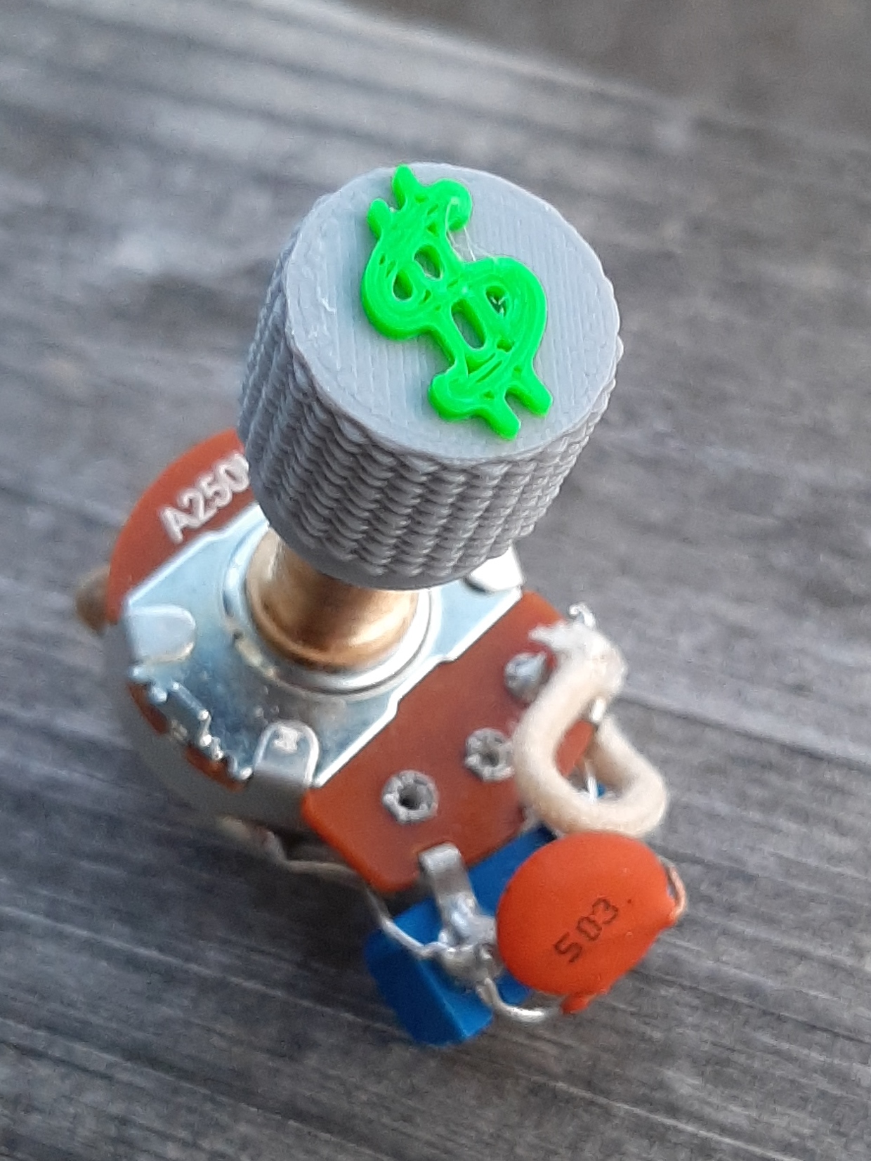 Dollar Sign knurled potentiometer knob, 6mm ID, printer knob by ...