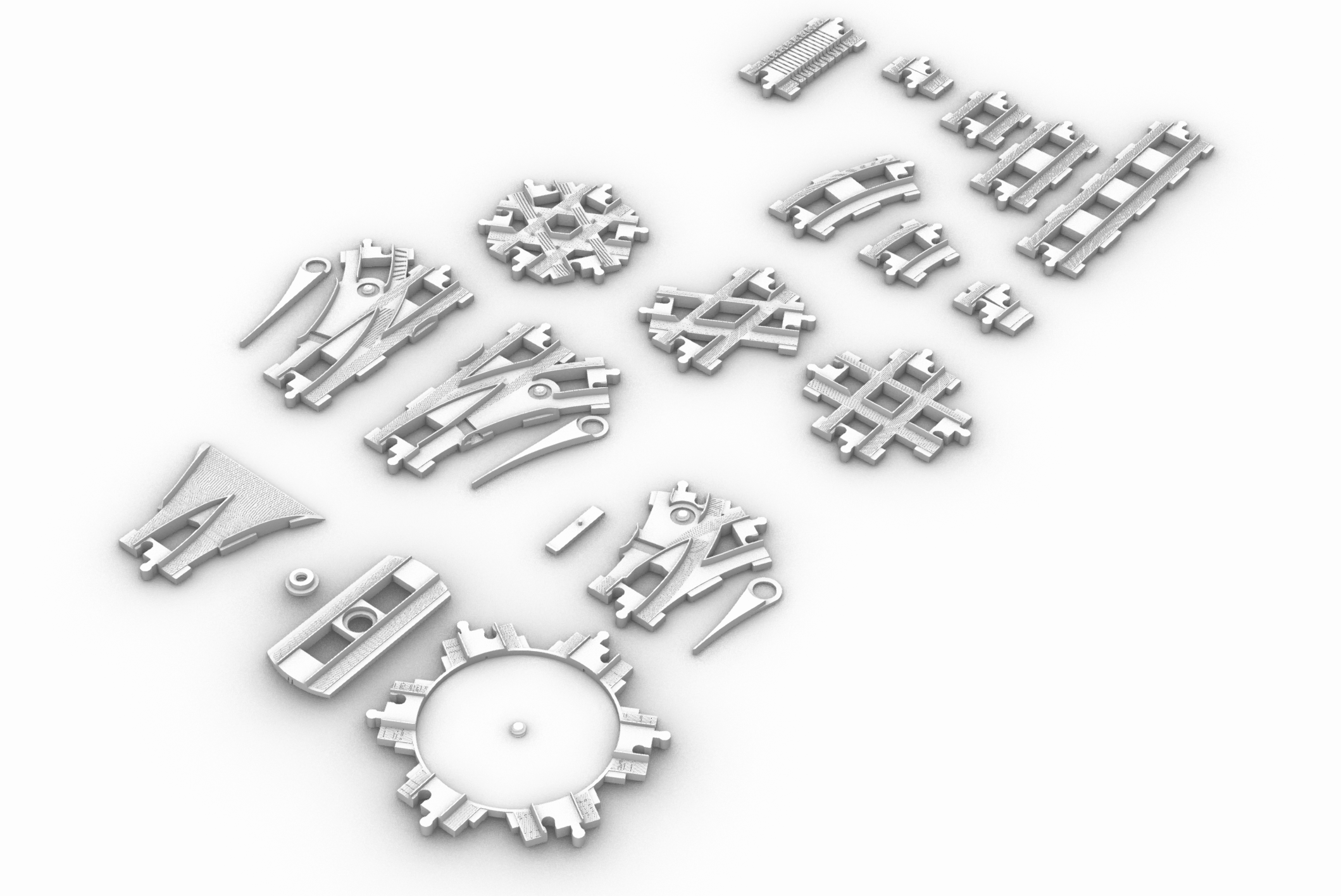 LEGO DUPLO train tracks - rails, turnouts and turntable