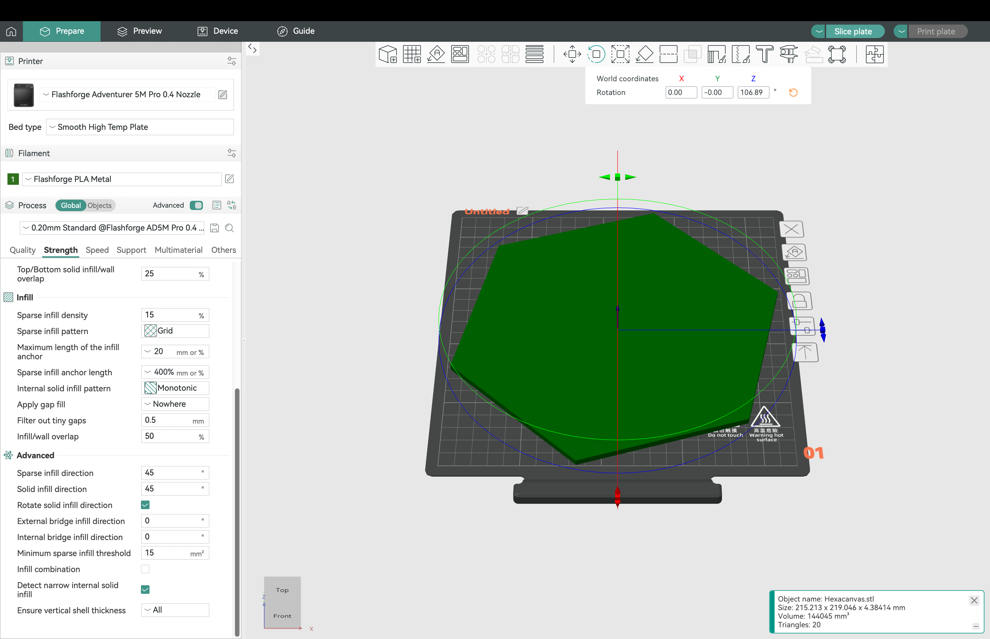 Hexagon PLA Canvas Attempt