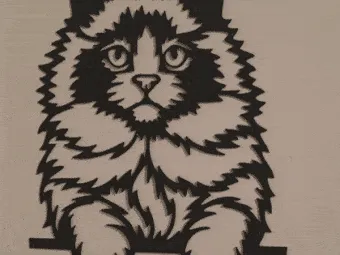 Purrfect Pet: Cute Cat Sculpture for 3D Printing, line art cat, 2d art cat, wall art cat