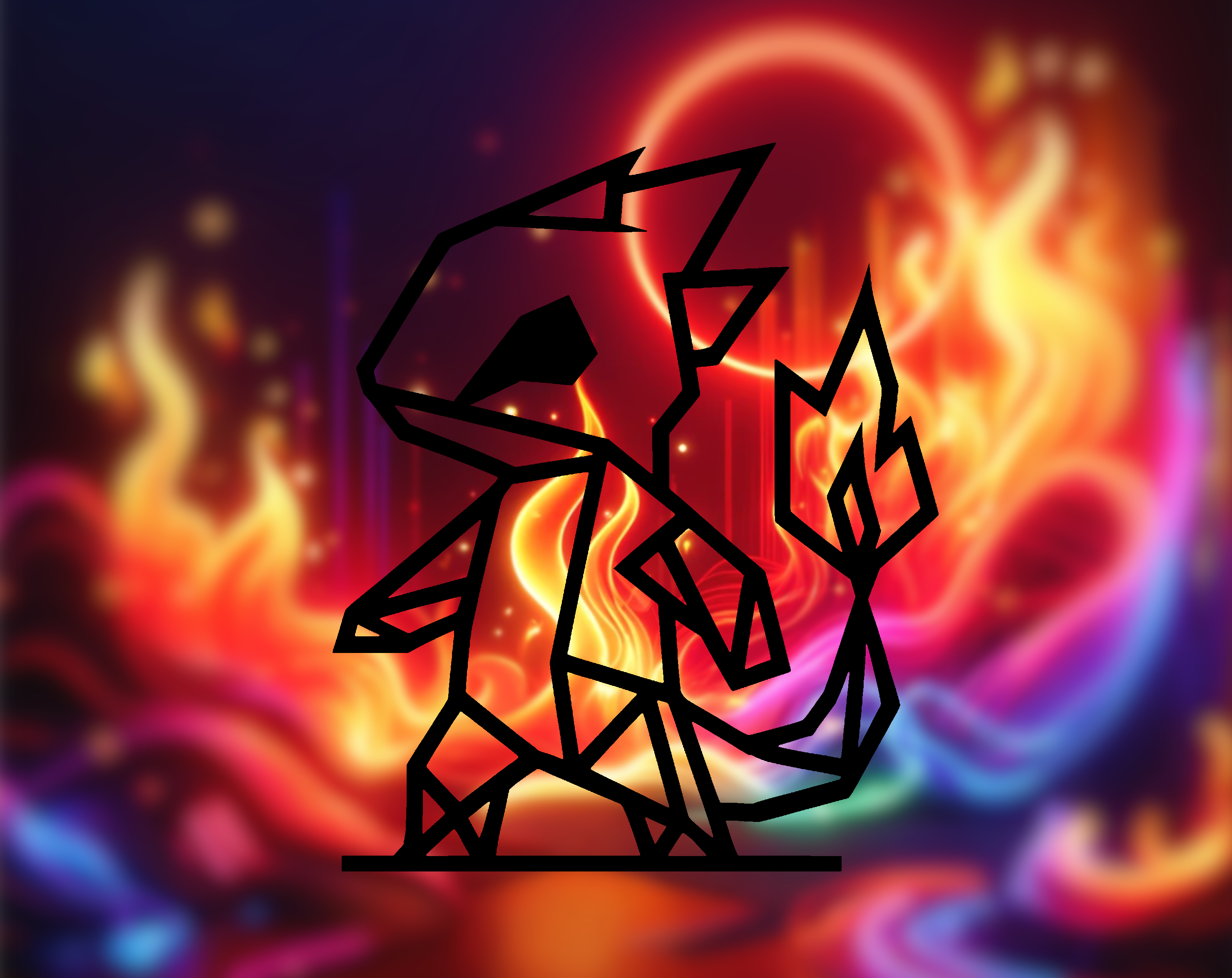 Geometric pokemon Charmeleon Wallart