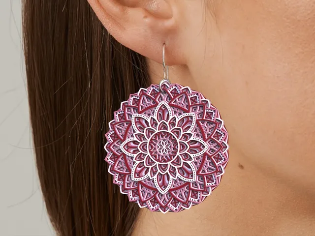 Floral multi color mandala earing