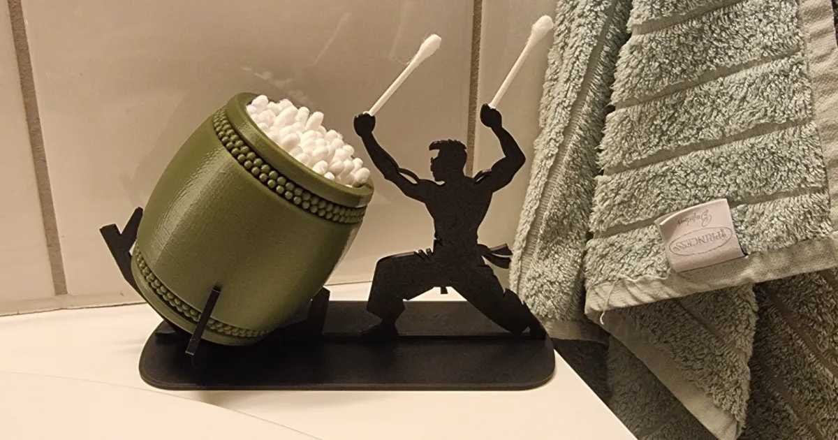 Taiko Drummer Qtip Holder by Benji Download free STL model