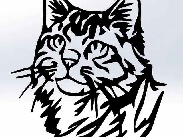 LINE ART CAT , WALL ART CAT, 2D ART CAT, CAT, KITTEN, LE CHAT, WALL CAT, CAT DECORATION, FELINE
