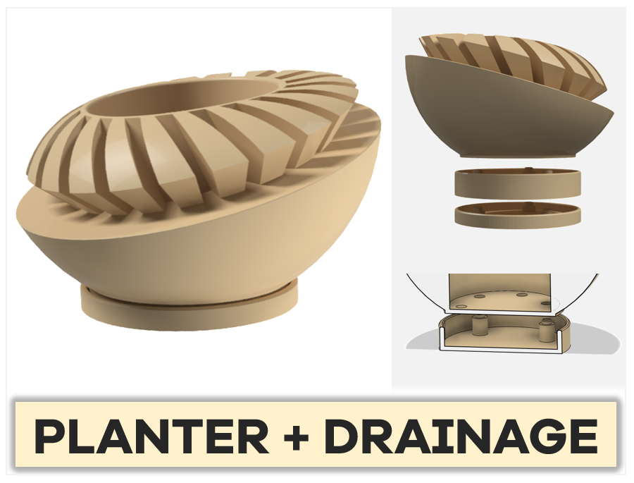 Vase - Flower Pot with Drainage Function - Vase with Variable Height Stand. Printable Vase