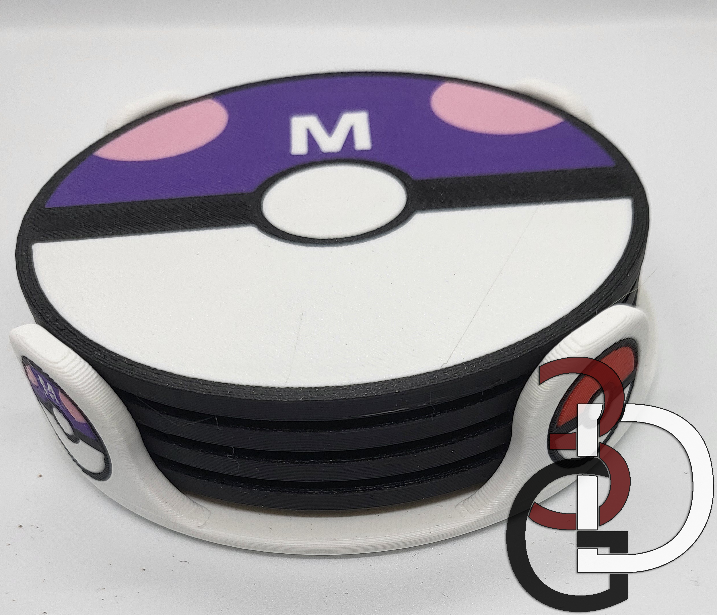 Pokeball themed coaster holder (7 colored print)