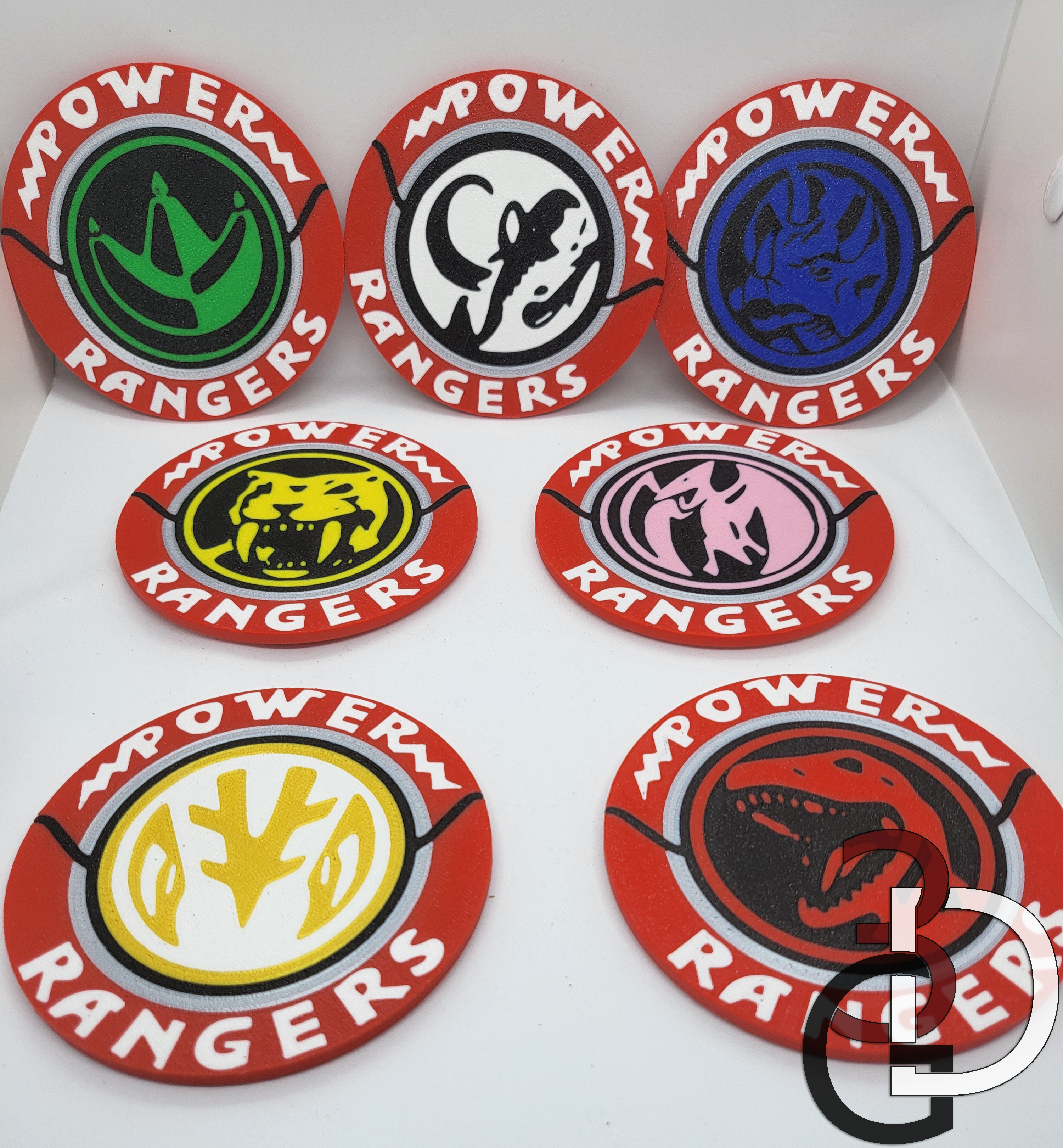 Power Ranger themed coasters AND holder