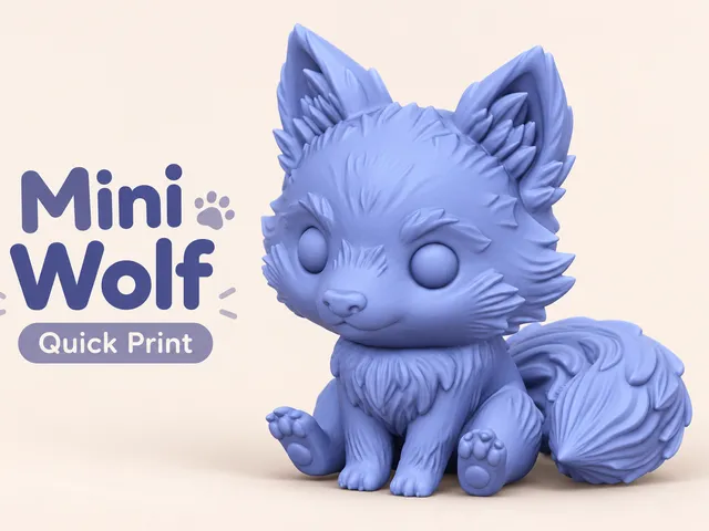 Mini Wolf  | Cute Chibi Figure | Quick Print