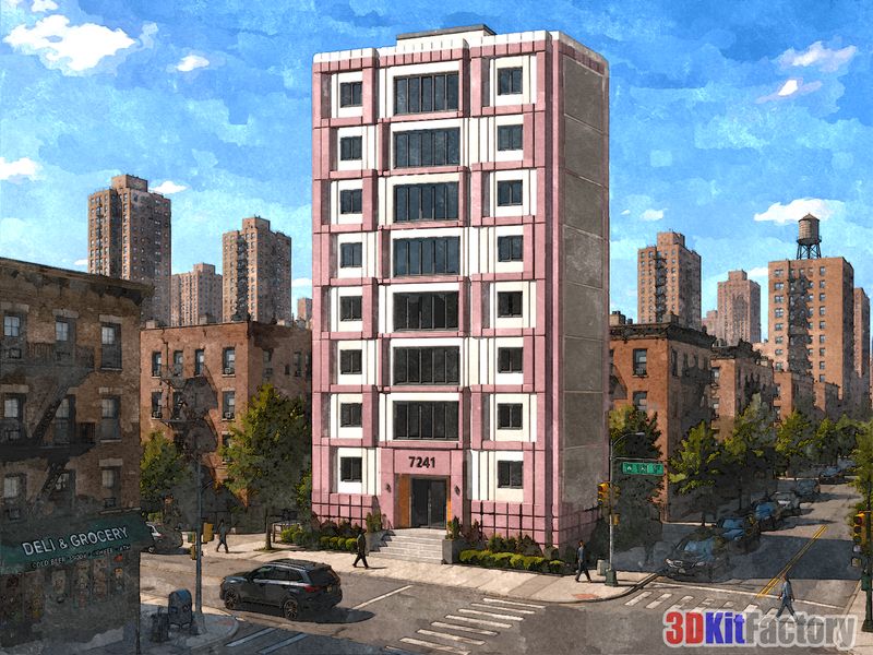 N Scale Contemporary Urban Architecture Building - Backdrop Series
