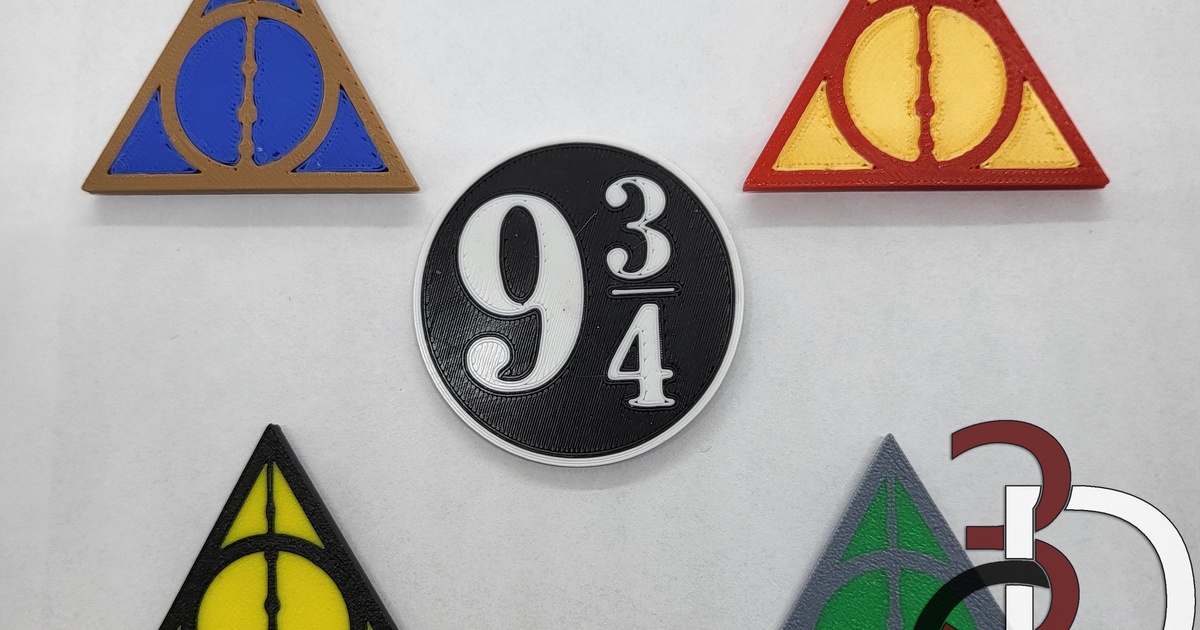 9 3/4 & Deathly Hallows magnets by 3D Gene Designs | Download free STL ...