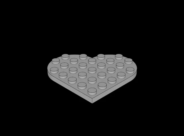 Lego Compatible (46342.dat) Plate 6 x 6 Heart Shape