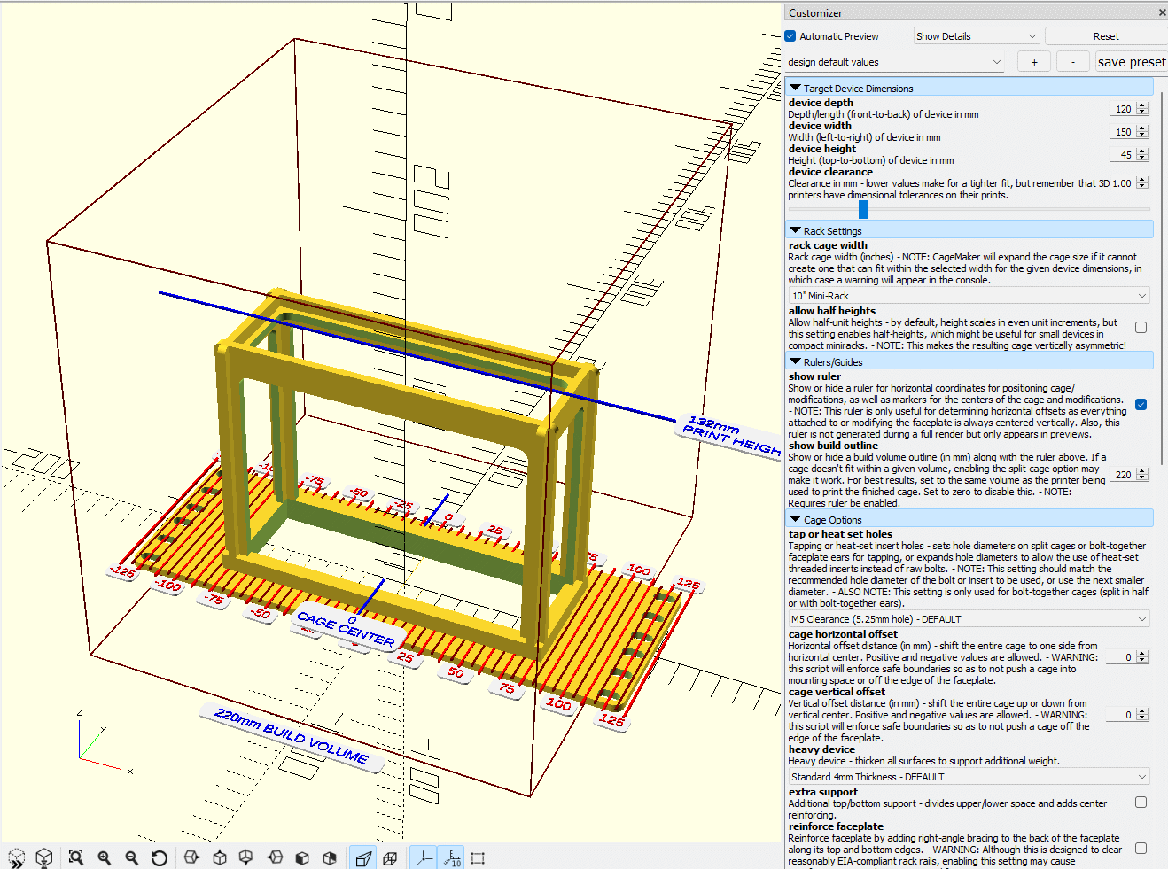 CageMaker PRCG: The Parametric Rack Cage Generator