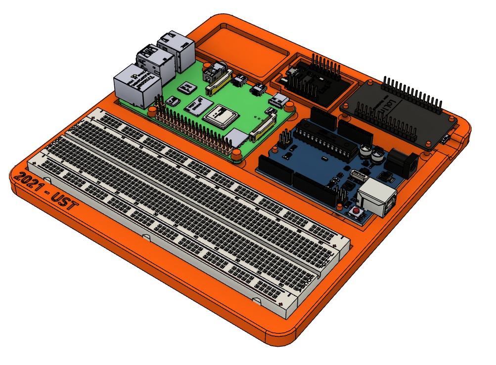 Board for development with Arduino Uno, RPi4B, ESP8266 Nodemcu, Wemos D1 Mini