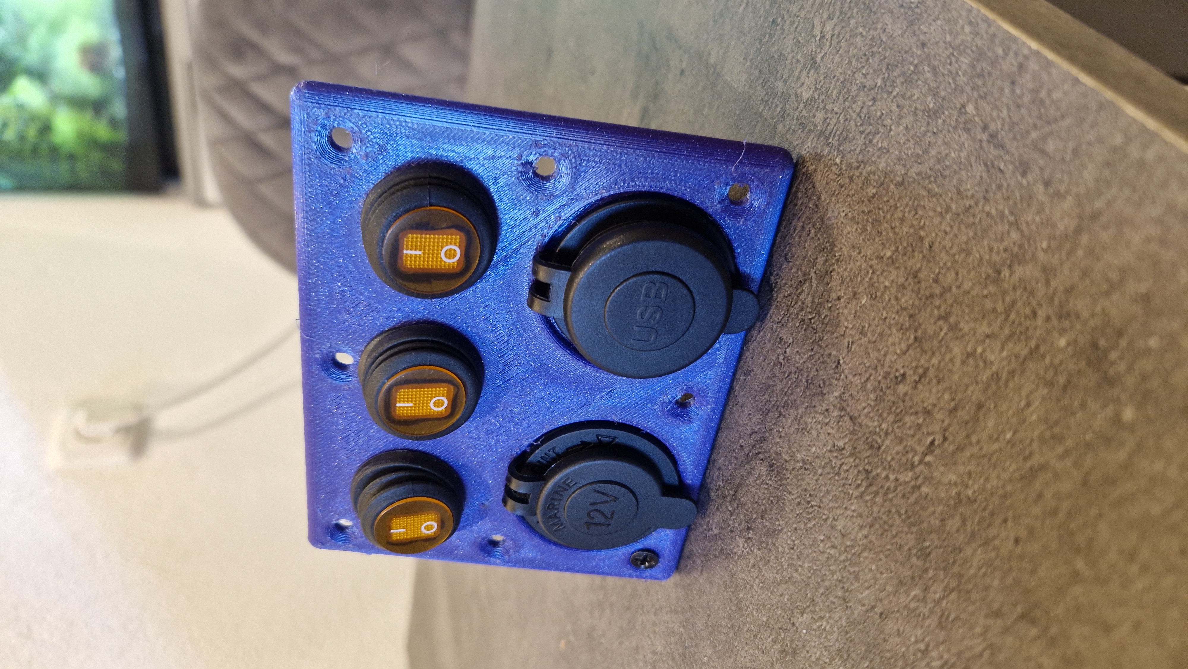 3 Buttons Switch Panel with Power Outlet 12V and USB Charger