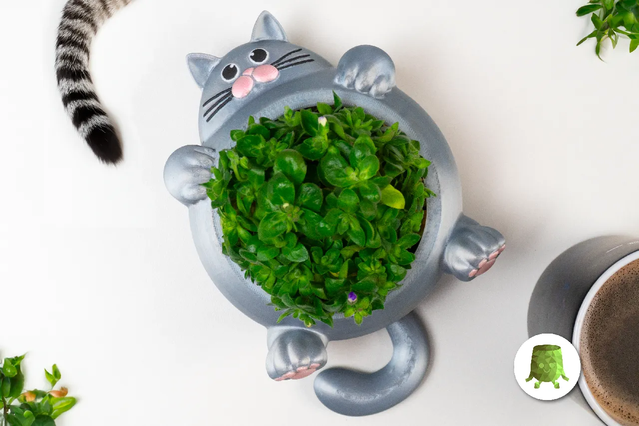 Chunky Cat Plant Pot by TomoDesigns | Download free STL model |  Printables.com
