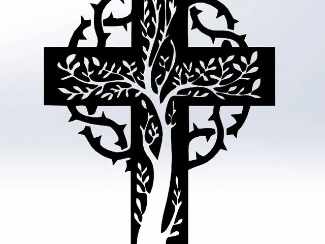 CROSS SYMBOL 4, EASTER DECOR, CROSS DRAWING, 2D CROSS, WALL CROSS, FLOWER CROSS