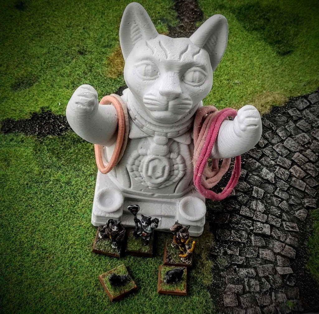 Cat god statue/altar - Hair tie holder (Supportless, FDM-friendly) — 2